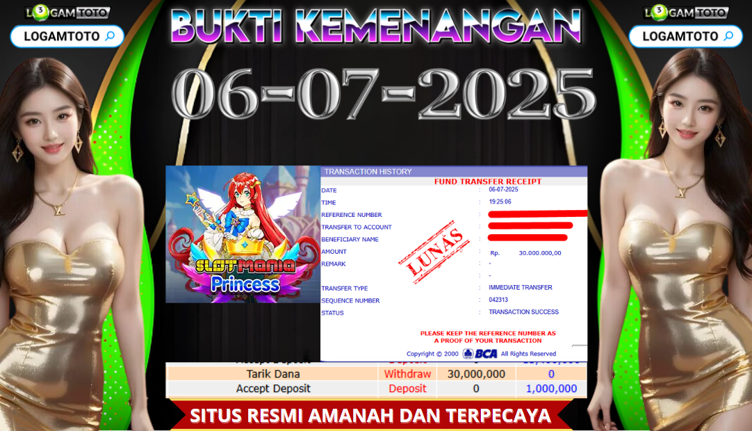 SELAMAT KEPADA MEMBER SETIA LOGAMTOTO BERHASIL JACKPOT DI PERMAINAN SLOT STARLIGHT PRINCESS SLOT MANIA